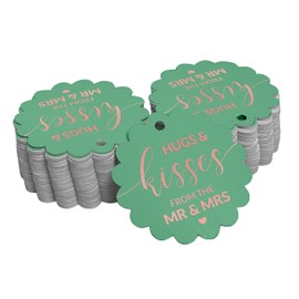 Inkdotpot Real Rose Gold Foil Hugs & Kisses From The Wedding Tags Favor Hang Paper Tags 50 Pieces