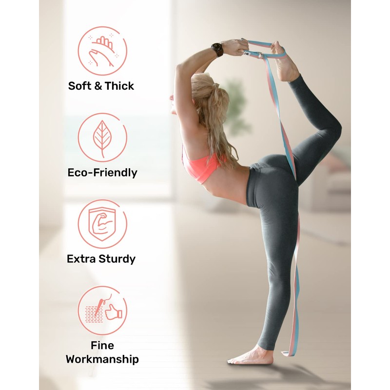 Tumaz Yoga Strap/Stretch Bands [15+ Colors, 6/8/10 Feet Options] with