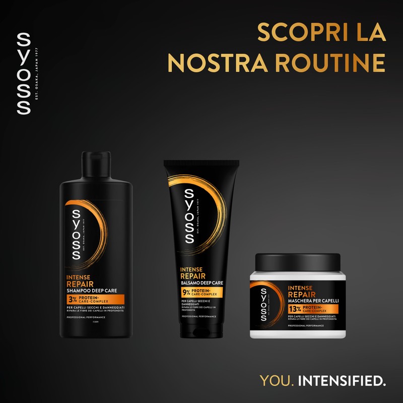 Maschera per capelli Intense Repair 400ml, 13% Protein-Care-Complex, Syoss Maschera