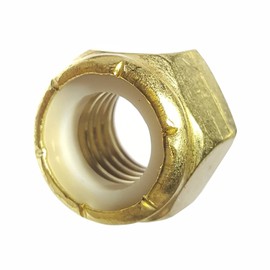 Fastenere Nylon Insert Hex Lock Nuts - #8-32 (250-Pack) Solid Brass Alloy Steel Grade 360, Plain Finish, Corrosion-Resistant, Durable Multi-Use Hardware Nuts - Secure Fastening w/Hex Socket Drive
