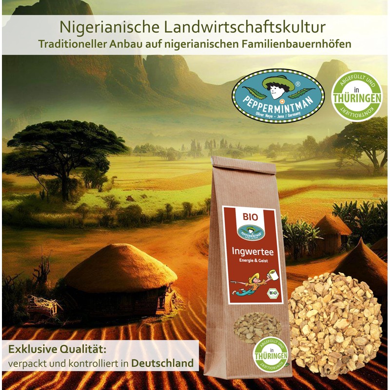Organic Ginger Tea 100 g - Pure Ginger Root -
