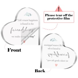 Gift for Friend,Acrylic Heart Sign Friendship Gift for Woman Bestie Friend Coworker Birthday Going Away Retirement,Life's Truest Happiness Sign Plaque Gift for Friendship Keepsake Desk Decor A549
