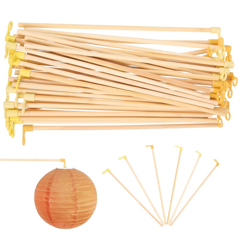 STOBOK Pack of 35 Paper Lantern Stands, Walking Sticks, Wooden
