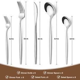 Silverware Set 30 Piece, Wildone Stainless Steel Flatware Set Service for 6, Cutlery Utensil Sets for Home Restaurant, Include Knife Fork Spoon Set, Dishwasher Safe