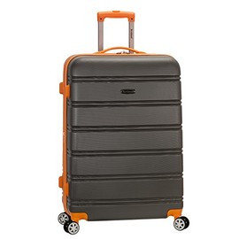 Rockland Melbourne Hardside Expandable Luggage with Spinner Wheels, Charcoal, Checked Large 28"