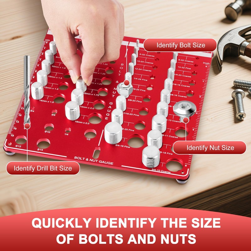 34 Bit Nut & Bolt Thread Checker, Thread Gauge Identifier