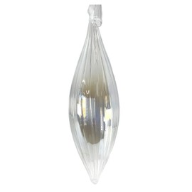 7.5 Inch Transparent Striped Clear Glass Christmas Icicle Ornament