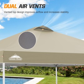 EAGLE PEAK Replacement Canopy Cover with Air Vent for 10x10 Pop Up Canopy Tent, Top ONLY, Light Beige