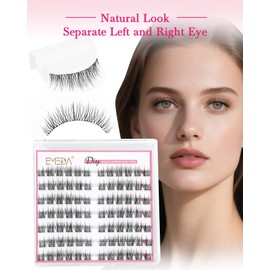 EMEDA Natural Lash Clusters C Curl Wispy Eyelash Cluster Natural Look Cluster Lashes Ultra-Thin Band DIY Lash Extensions Individual Lashes(ZK58)