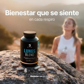 Lungs Blend de 180 Cápsulas. Ingredientes naturales: Cordyceps, NAC, Echinacea, Vitamina C y Eucalipto. Lungs Blend B Life.