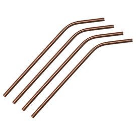 CASA -J Reusable Metal Straws 4Pcs, Stainless Steel Bent Drinking Straw 10.5" Long Suitable for Milk Shake Beverage Juice - Rose Gold