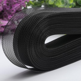 50 Yards Stiff Horsehair Braid 1/2 Inch Wide Horsehair Braid Roll for Wedding Dress Dance Formal Dress Accessories Skirt Boning Sewing (Black, 1/2Inch)