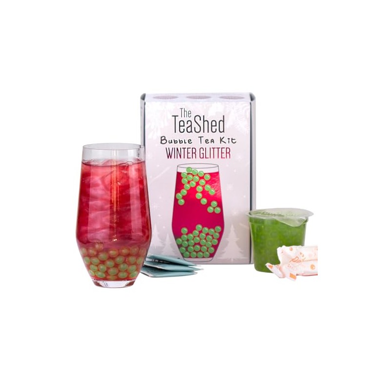 Winter Glitter Christmas Bubble Tea Kit Gift Box |Glitter Cranberry