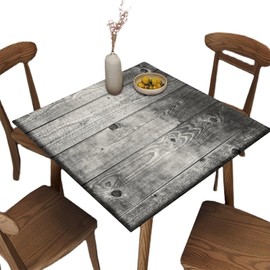 CRXTNSVR - Mantel cuadrado de madera, impermeable, ajustable para picnic en interiores y exteriores, color degradado, decorativo, tela elástica, lavable, se adapta a mesas de hasta 40 pulgadas