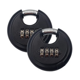 2 Packs Puyueo 4 Digital Heavy Duty Combination Padlock Disc Combination Lock Round Code Lock (Black)