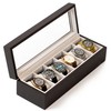 CASE ELEGANCE Solid Espresso Wood Watch Box Organizer with Glass