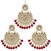 Aheli Exquisite Design Faux Kundan Beaded Earrings Maang Tikka Set