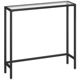HOOBRO 29.5" Narrow Console Table, Tempered Glass Entryway Table, Modern Sofa Table Behind Couch, Small Side Table for Entrance, Living Room, Foyer, Hallway, Bedroom, Black BK07XG01