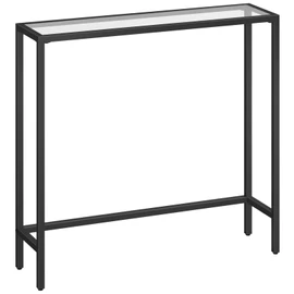 HOOBRO 29.5" Narrow Console Table, Tempered Glass Entryway Table, Modern Sofa Table Behind Couch, Small Side Table for Entrance, Living Room, Foyer, Hallway, Bedroom, Black BK07XG01