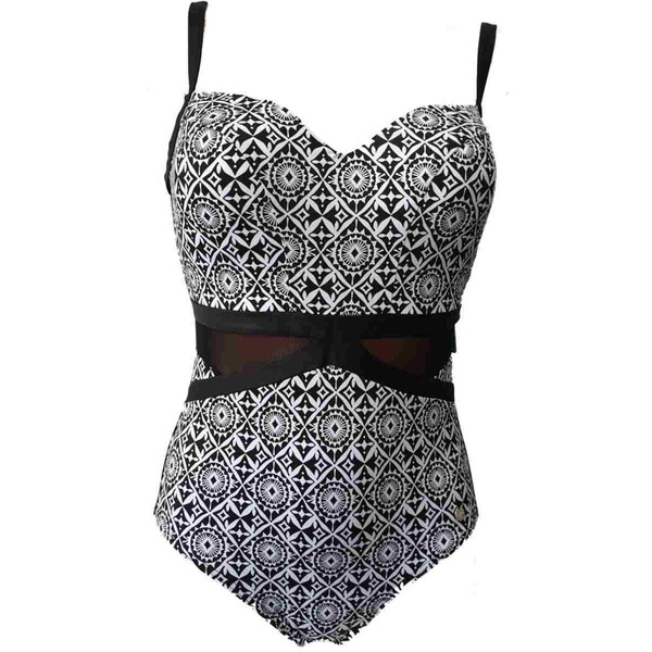 Self Collection Ladies One Piece Black & White Chlorine Resistant