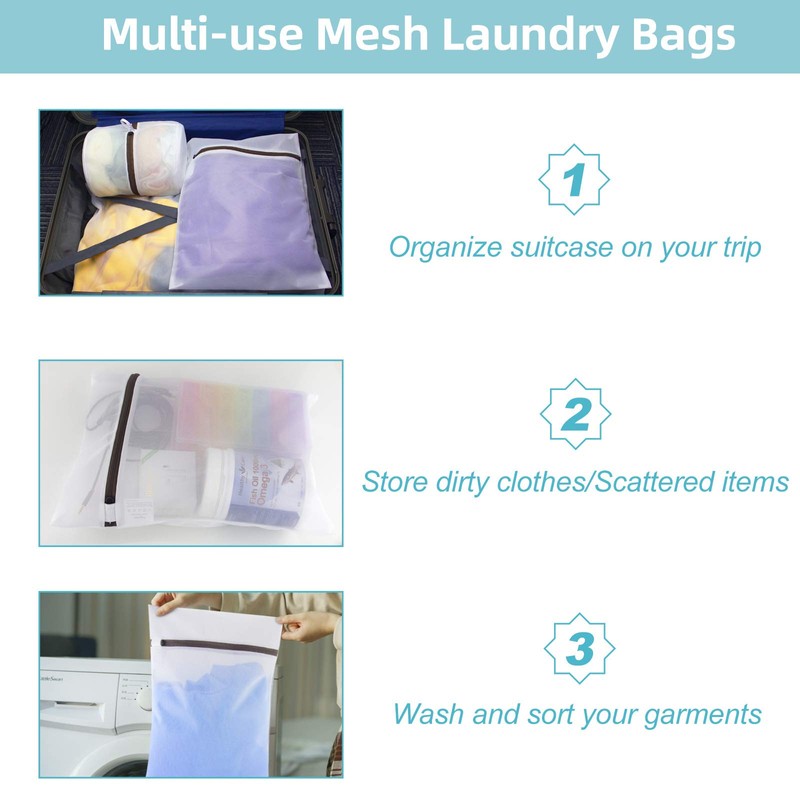 GOGOODA Set of 4 Large Laundry Mesh Bags Delicates Net