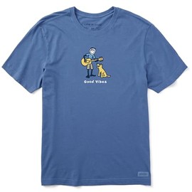 Life is Good Men's Standard Crusher Tee, Short Sleeve Cotton Graphic T-Shirts, Jake Jammin', Vintage Blue