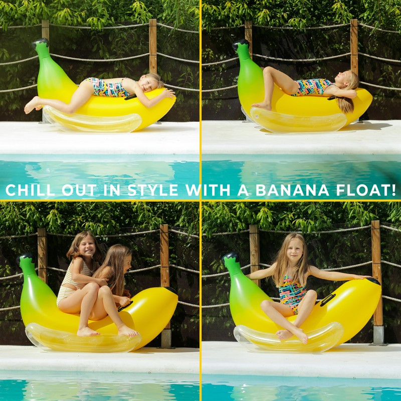 Vaygway Ride-on Inflatable Banana Pool Float- 1-2 Person Yellow Swimming