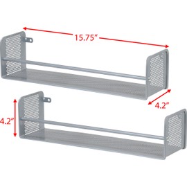 SimpleHouseware Wall Mounted Spice Rack, Silver, Set of 2