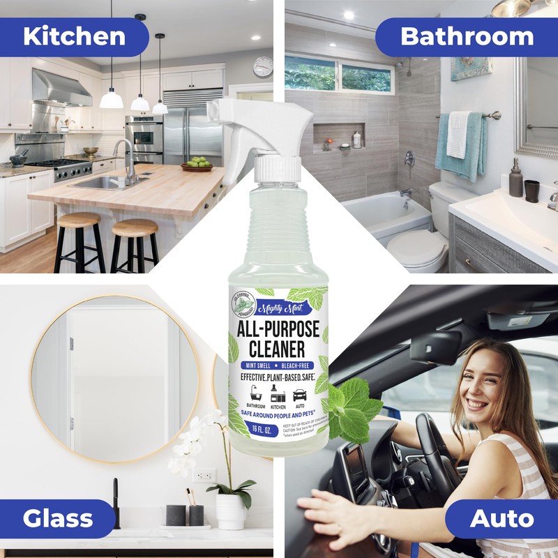 Mighty Mint All-Purpose Cleaner Spray for Home, Kitchen, Bathroom, Natural