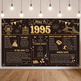 Benjia 30th Birthday Banner Decorations for Men Women Born in 1995 UK Background Happy 30 Years Old Birthday Backdrop Cheers to 30 Years Banners Black Gold Poster Bday Gift Home Decor Party Supplies