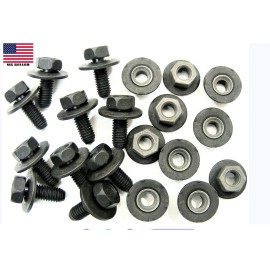 Online Auto Supply Toyota Body Bolts & Barbed Nuts- M6-1.0 x 16mm Long- 10mm Hex- 20 pcs- #376