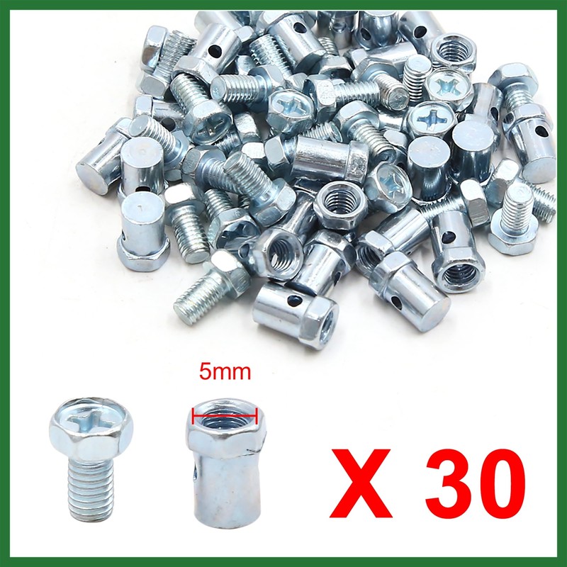 Motoforti 30pcs 5mm Thread Brake Cable Solderless Nipple for Motorcycle