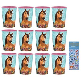 Unique Spirit Riding Free Horse Birthday Party Supplies Bundle includes 12 Plastic Reusable Cups