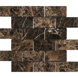 Dark Emperador Premium Spain Polished Marble Mosaic Tiles 1 Square Feet (2x4 INCH Mosaic)