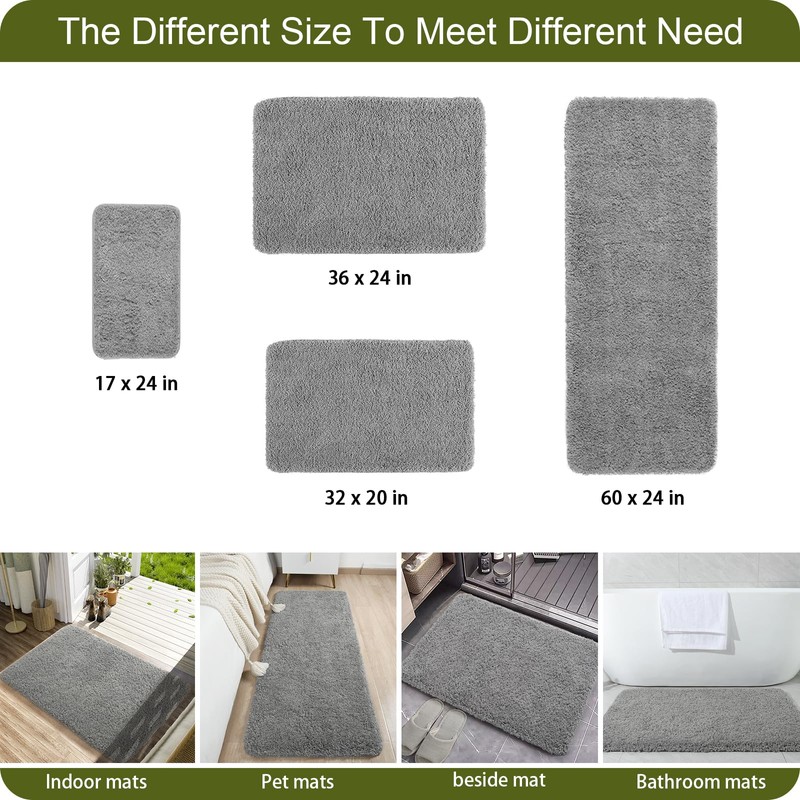 AROGAN 24x60 Inch Long Bathroom Runner Rug, Luxury Thick Soft