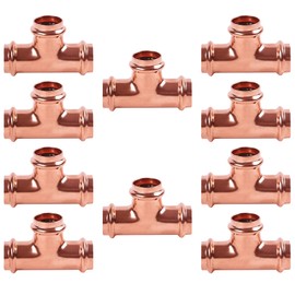 ProPress Fitting Copper Press Tee 1/2 Inch Fitting, No Lead Pressure Press 3 Way Tee Fittings 1/2" Equal Tee ProPress Press Copper Fitting Connection, Residential, Commercial Plumbing 0.5 Inch (20)