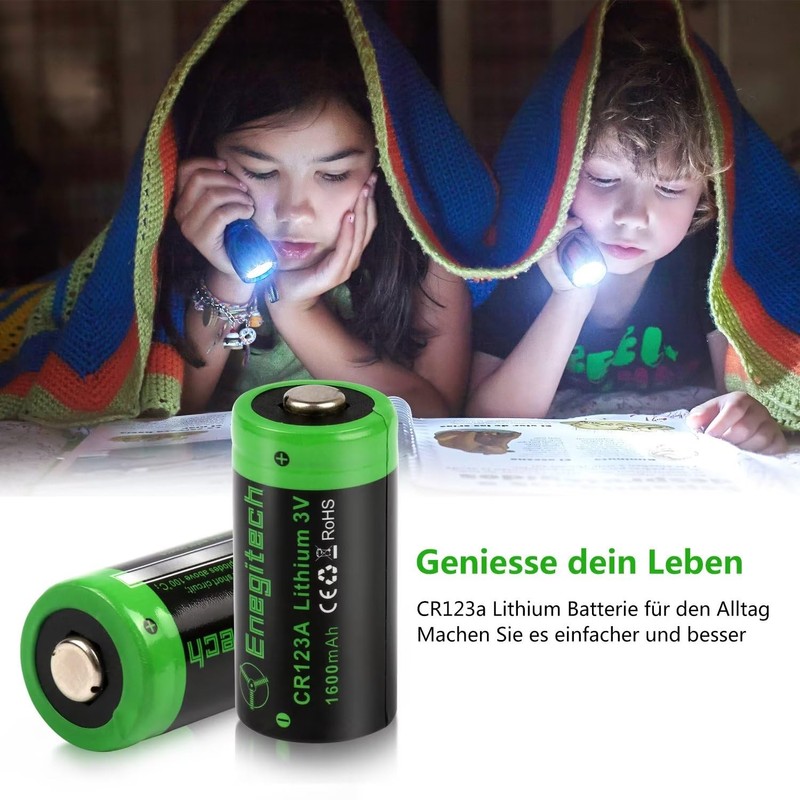 Enegitech CR123A 3V Lithium Battery, 123 3 Volt Lithium Battery,