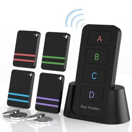 Remote Control Finder, Pack of 4 Find My Keys Device | Stick on Remote Finder, Tracker Tags for Car Keys and Phones | 120Ft Range 80dB RF Key Locator, Lost Key Finders That Make Noise, 2 Pcs