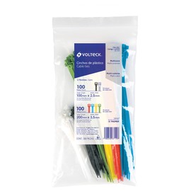 Volteck CIN-20C, Bolsa con 200 cinchos plásticos en colores surtidos