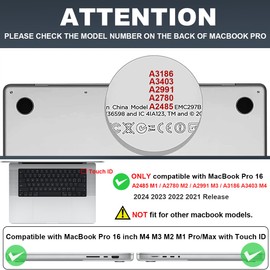 LCMOCICO for M4 MacBook Pro 16 inch Case 2024 2023 2022 2021 A3186 A3403 A2991 A2780 A2485 M4 M3 M2 M1 Pro/Max Chip with Touch ID, Printed Pattern Plastic Hard Shell Case Cover, Pink Bowknot Black