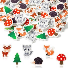 Yopyame 60Pcs Woodland Animal Mini Eraser for Kids Bulk Assorted Novelty Pencil Eraser Cute Puzzle Erasers Desk Pet Back to School Classroom Prizes Student Homework Rewards Gift Filling Party Favors
