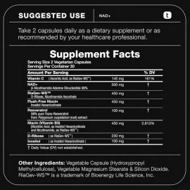 Suplemento NAD de Toniiq con Nicotinamida 1500mg, D-Ribosa y Resveratrol                                                                              