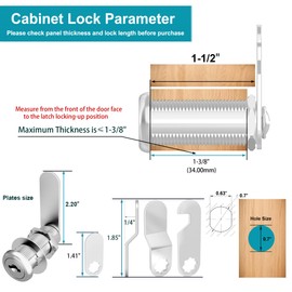 Ymtzfu Cabinet Locks with Keys, Cam Locks Keyed Alike, Mailbox Locks Replacement Lock for Toolbox Locks with Keys, Zinc Alloy (3 Pcs, Silver, 1-1/2 Inch)