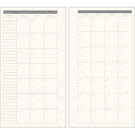 WBway Notebook Refill, Bible Size, Monthly Monthly Schedule, 6 Holes, No Date Type, Starting on Monday, System Notebook, Refill, Large Capacity, 44 Months Work, 2023 2024 A6