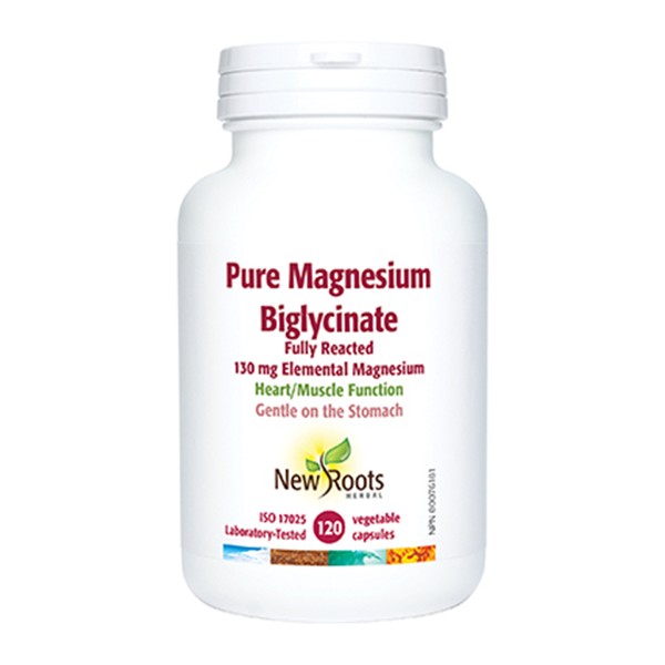 New Roots Pure Magnesium Bisglycinate 130mg 120 Veggie Caps