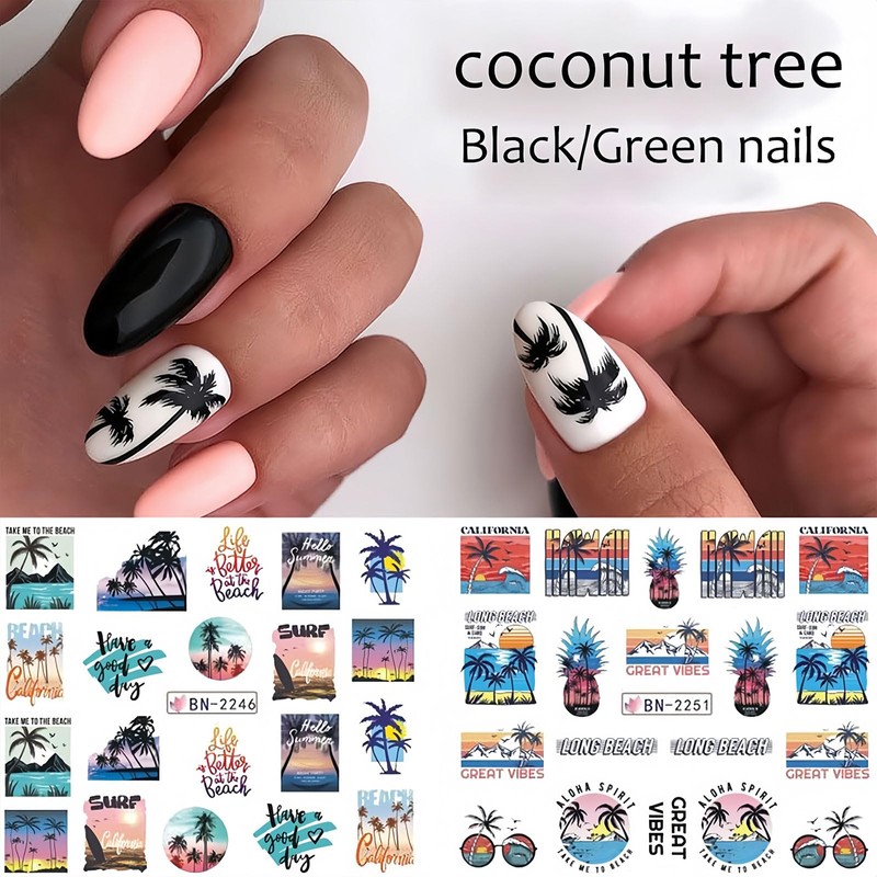 Beach Nail Art Stickers Decals Summer Nail Art Supplies Water