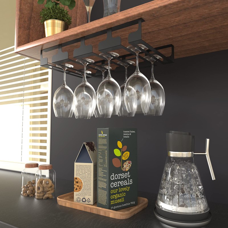 Jbikao Wine Glass Rack - Under Cabinet Stemware Wine Glass
