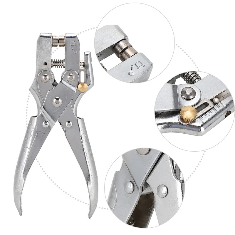 Multi Function Punch Pliers Silver 60# Steel Electroplated Eyelet Hole