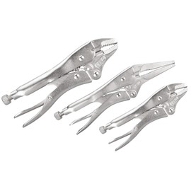 Performance Tool W1782 3-Piece Locking Pliers Set, Wire Cutters, Heat-Treated Alloy Steel, Hardened Mill Teeth, Nickel Plating, Quick Release Levers, Includes Set of 5, 6, and 7-Inch Locking Pliers