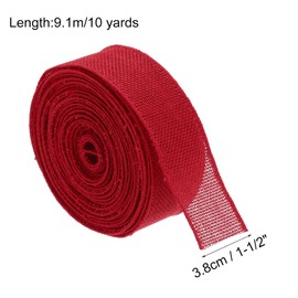 MECCANIXITY Burlap Ribbon Fabric Wired Edge Ribbons Dark Red 1-1/2 Inch x 10 Yard for Gift Wrapping, Bow, Wreath, Christmas Tree, Flower Bouquet